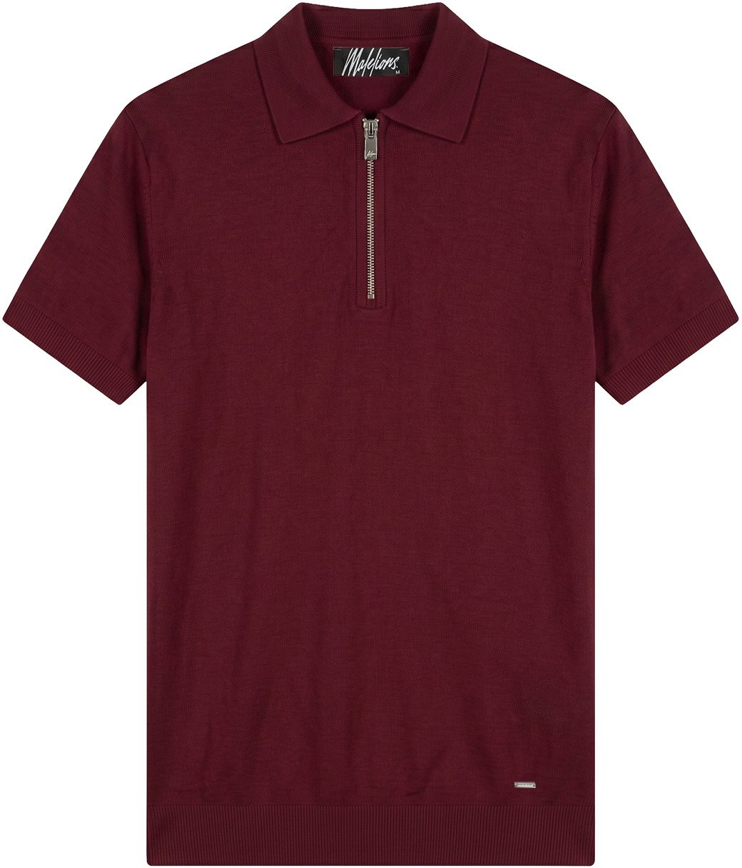 Malelions Men Knitted Zip Polo Rood