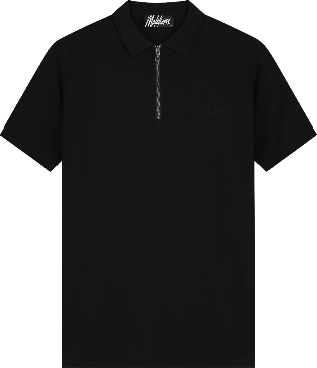 Malelions Men Pique Zip Polo Zwart