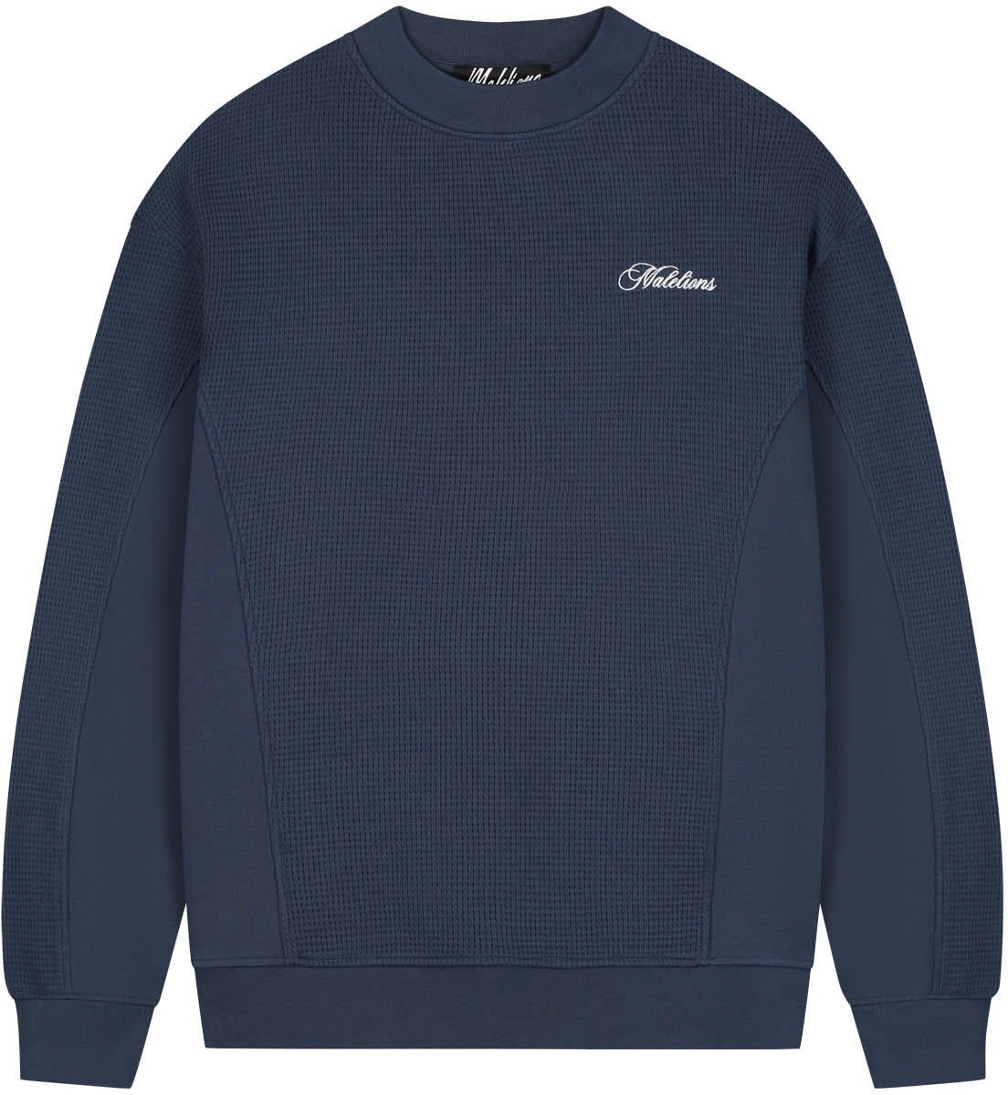 Malelions Malelions Men Waffle Sweater Blauw