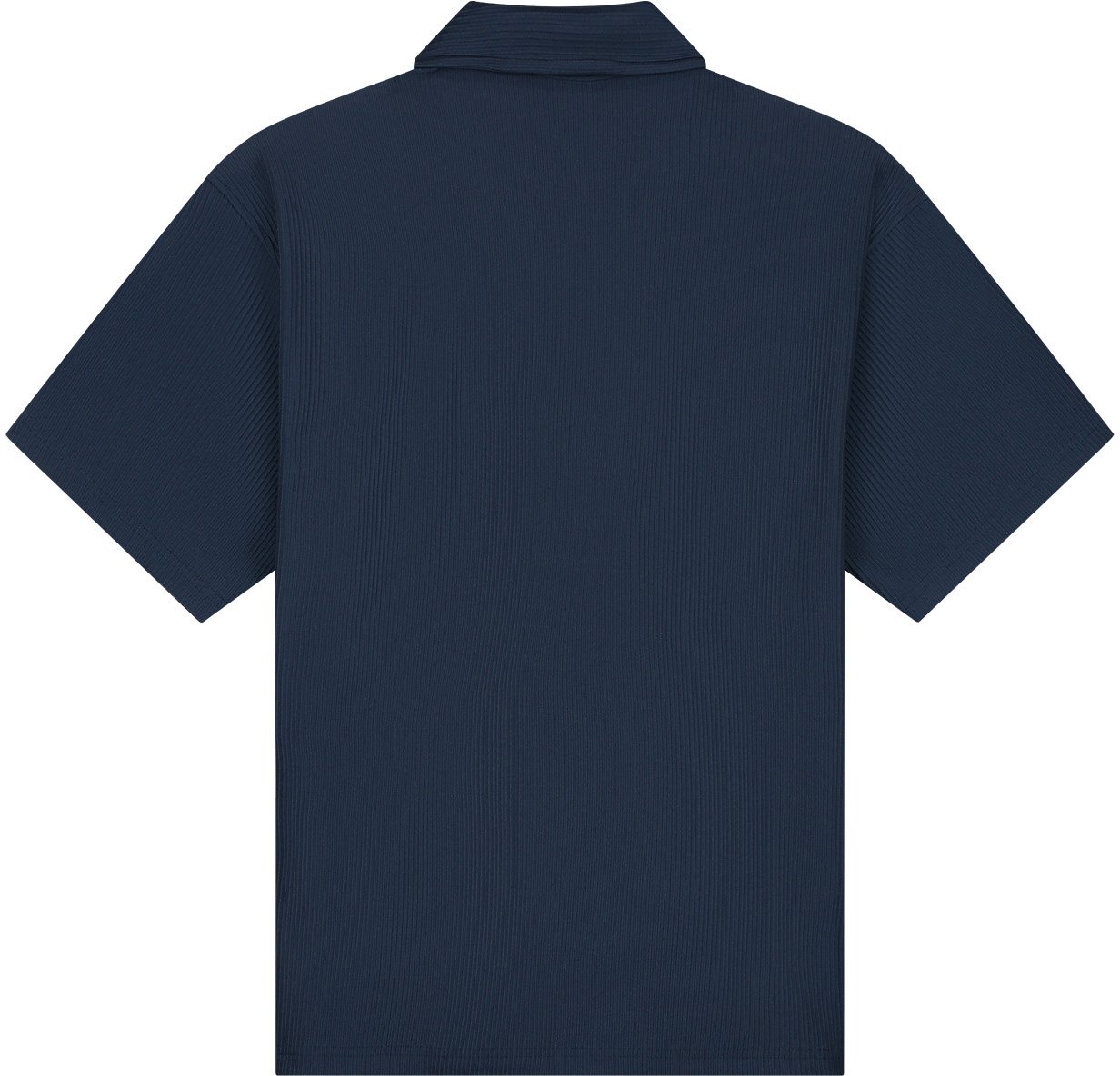 Malelions Malelions Men Ribbed Camp Collar Shirt Blauw