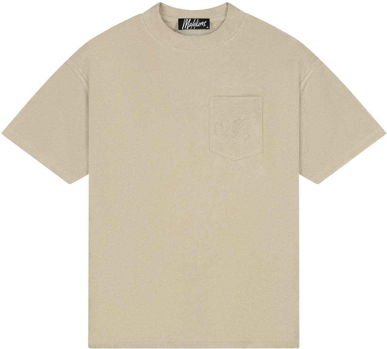 Malelions Men Emblem Towelling T-Shirt Taupe