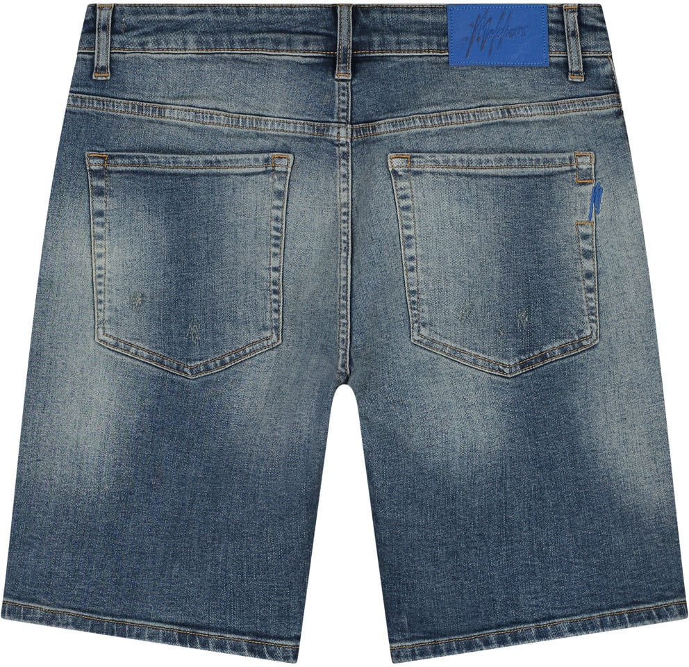 Malelions Malelions Men Washed Denim Shorts Blauw