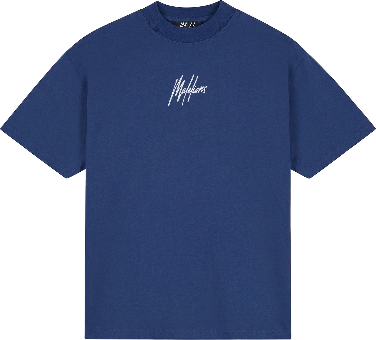 Malelions Men Oversized Striped Signature T-Shirt Blauw