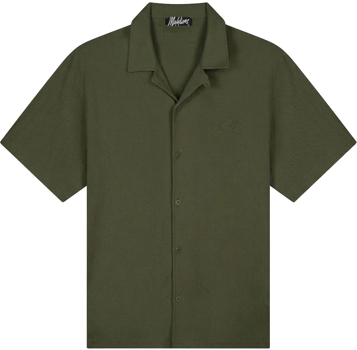 Malelions Men Emblem Seersucker Shirt Groen