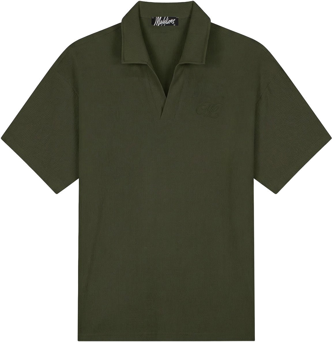 Malelions Malelions Men Emblem Seersucker Buttonless Polo Groen