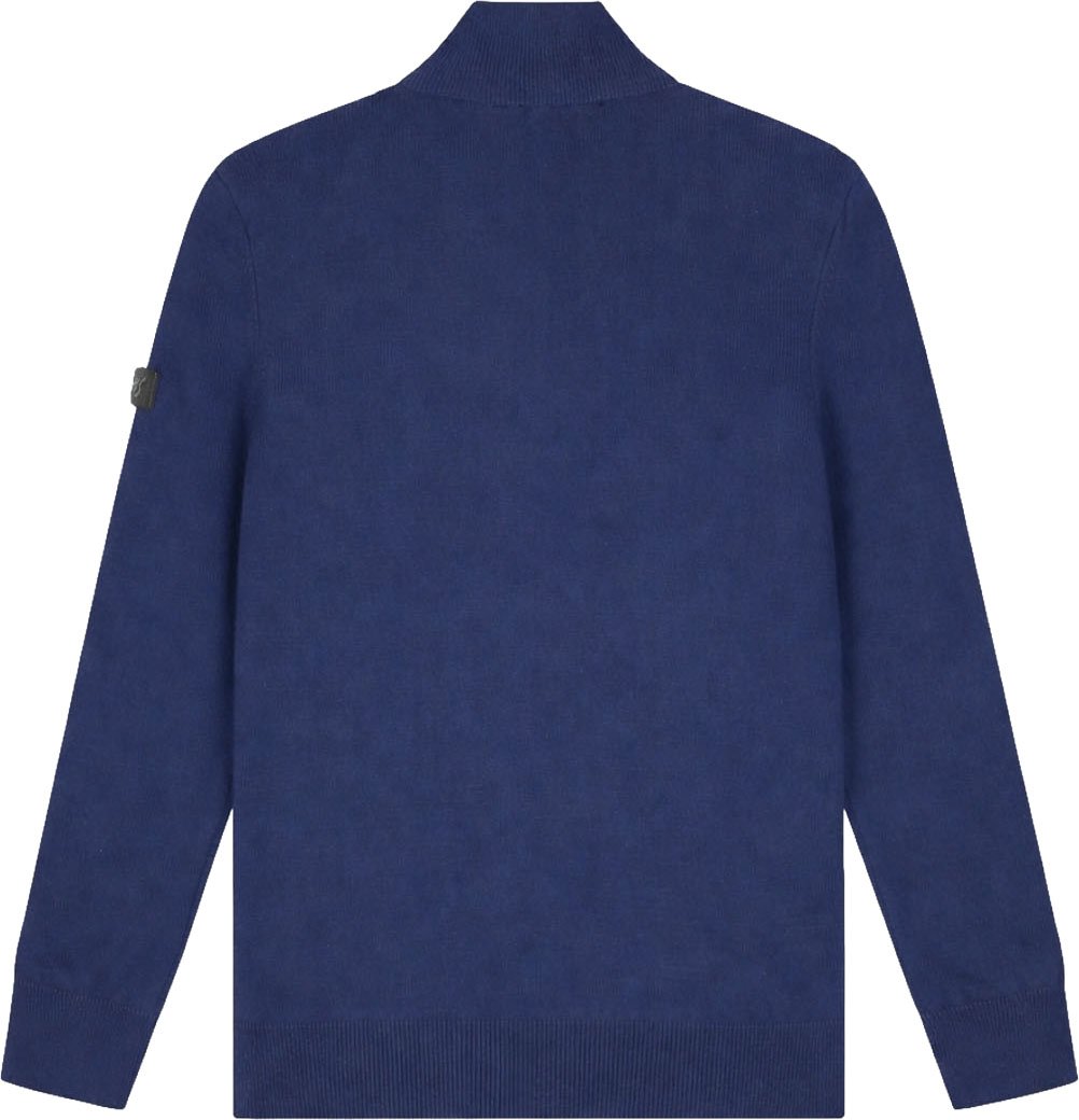 Malelions Malelions Men Knitted Quarter Zip Blauw