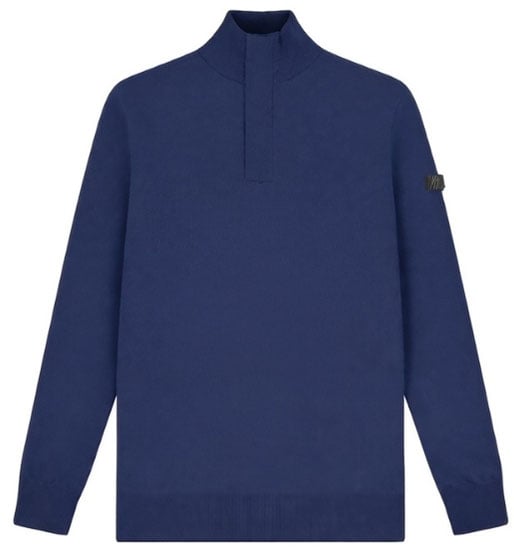 Malelions Malelions Men Knitted Quarter Zip Blauw