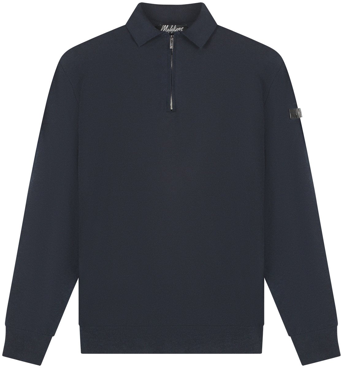 Malelions Malelions Men Knitted Longsleeve Zip Polo Blauw