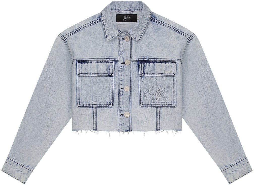 Malelions Malelions Women Cropped Denim Jacket Blauw