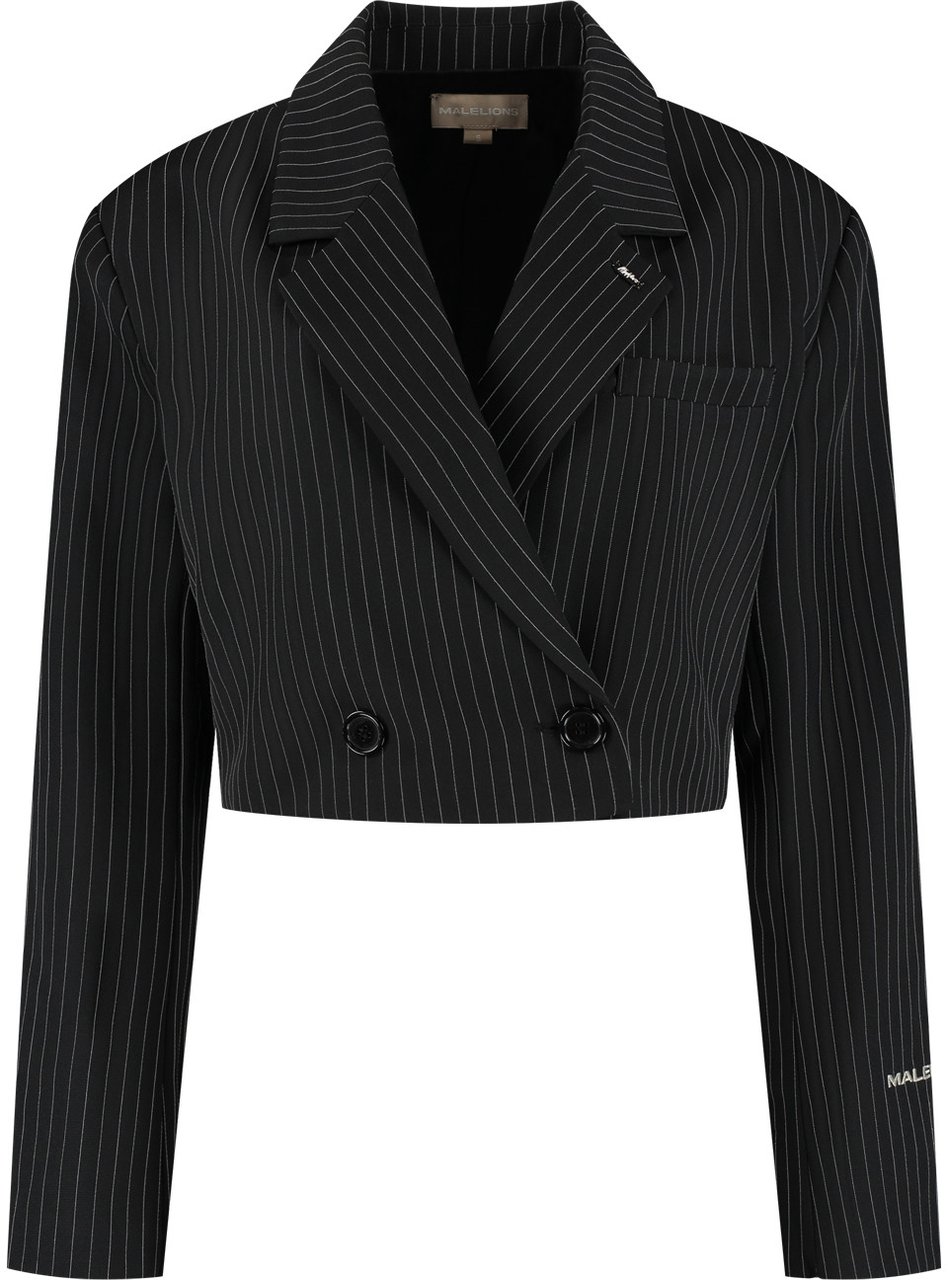 Malelions Malelions Women Cropped Pinstripe Blazer Zwart