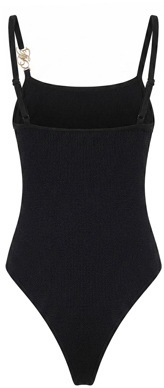 Malelions Women Knitted Charm Emblem Bodysuit Zwart
