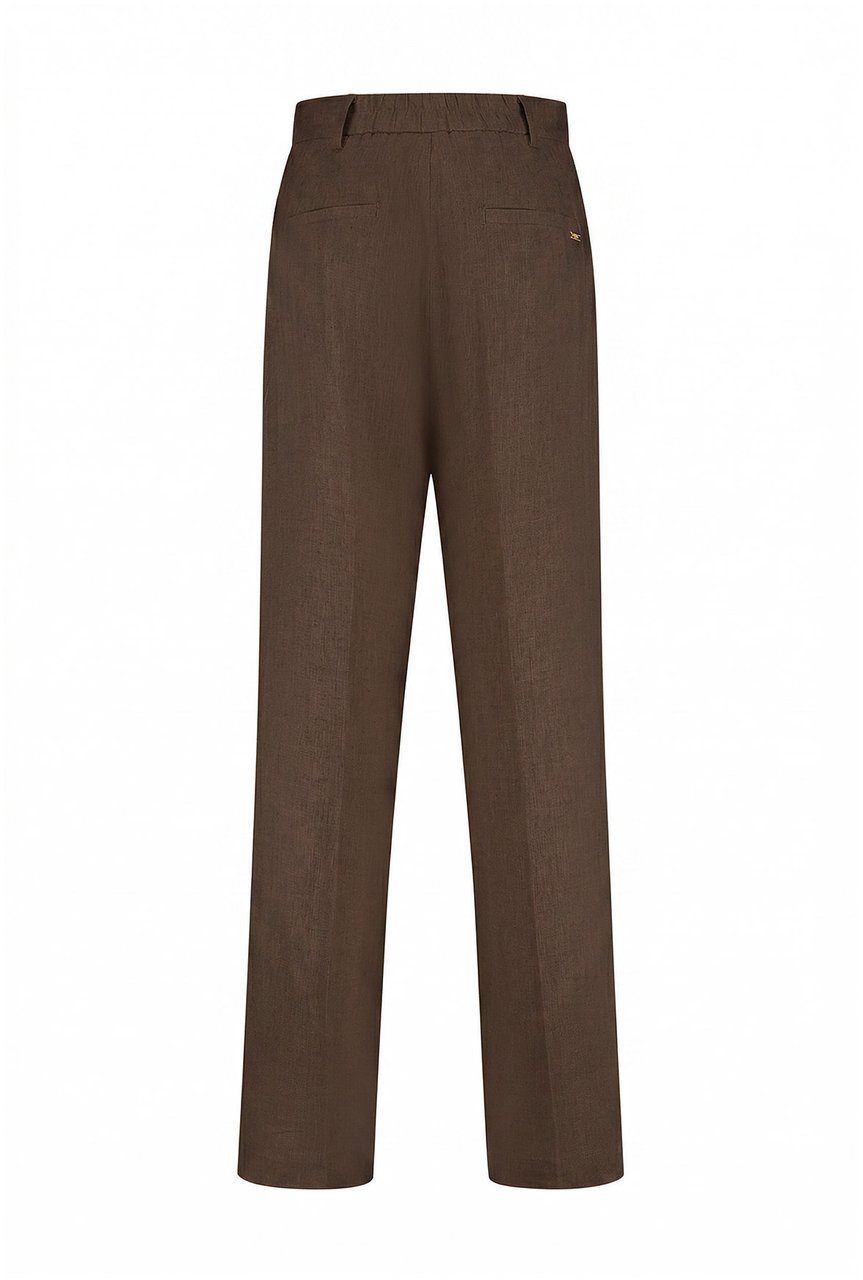 Malelions Women Linen Emblem Pantalon Bruin