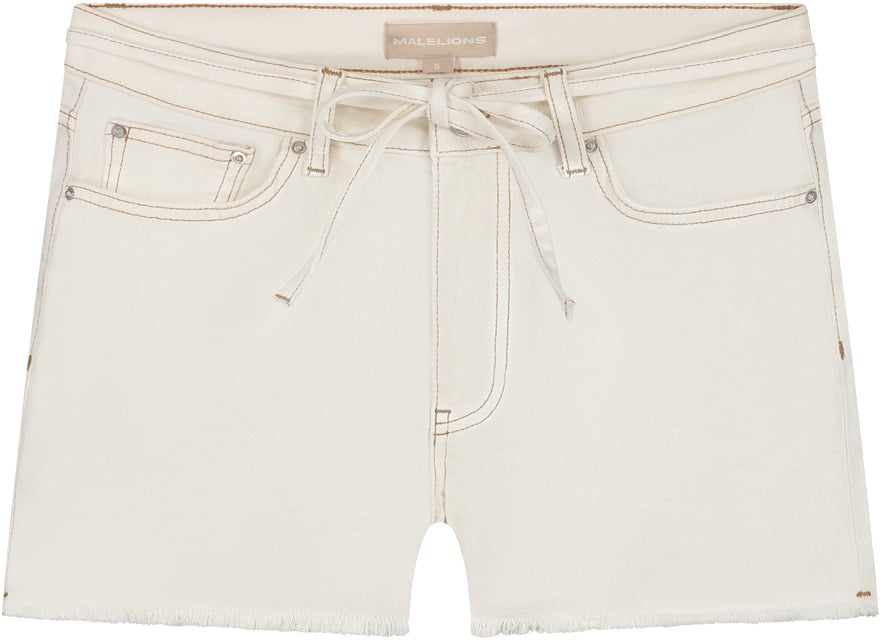 Malelions Women Damaged Emblem Denim Shorts Wit