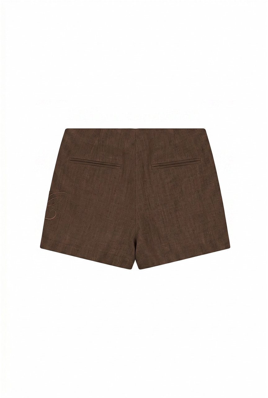 Malelions Women Linen Emblem Skort Bruin