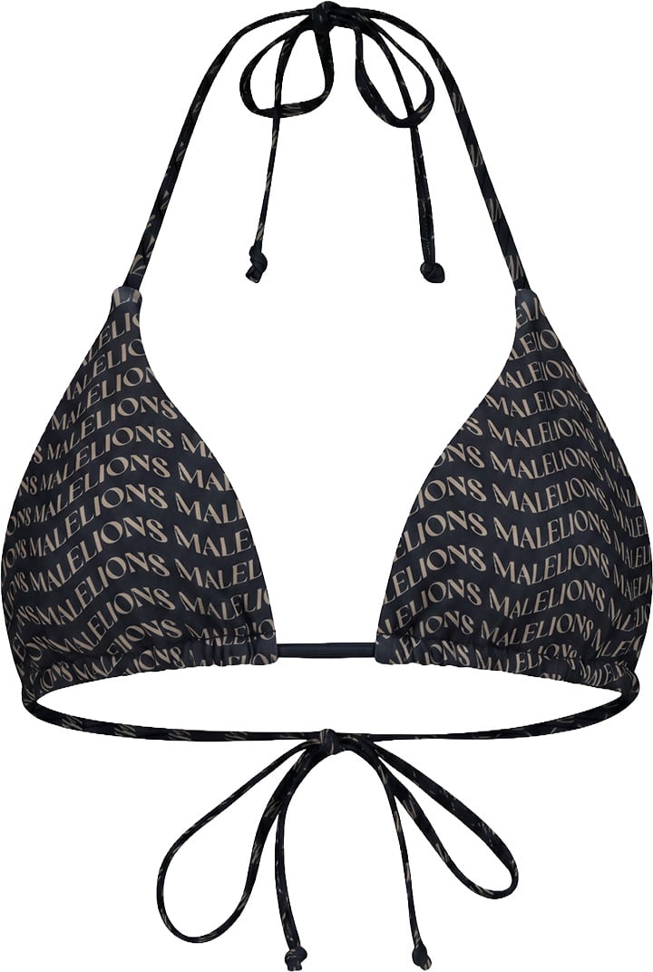 Malelions Women Monogram Wave Bikini Top Zwart