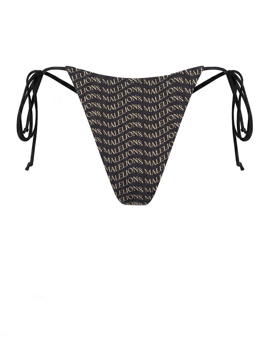 Malelions Women Monogram Wave Bikini Bottom Zwart