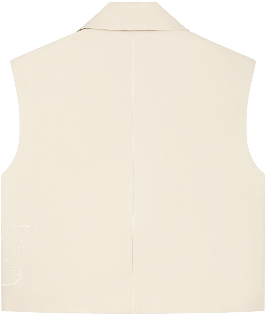 Malelions Women Cropped Emblem Gilet Beige