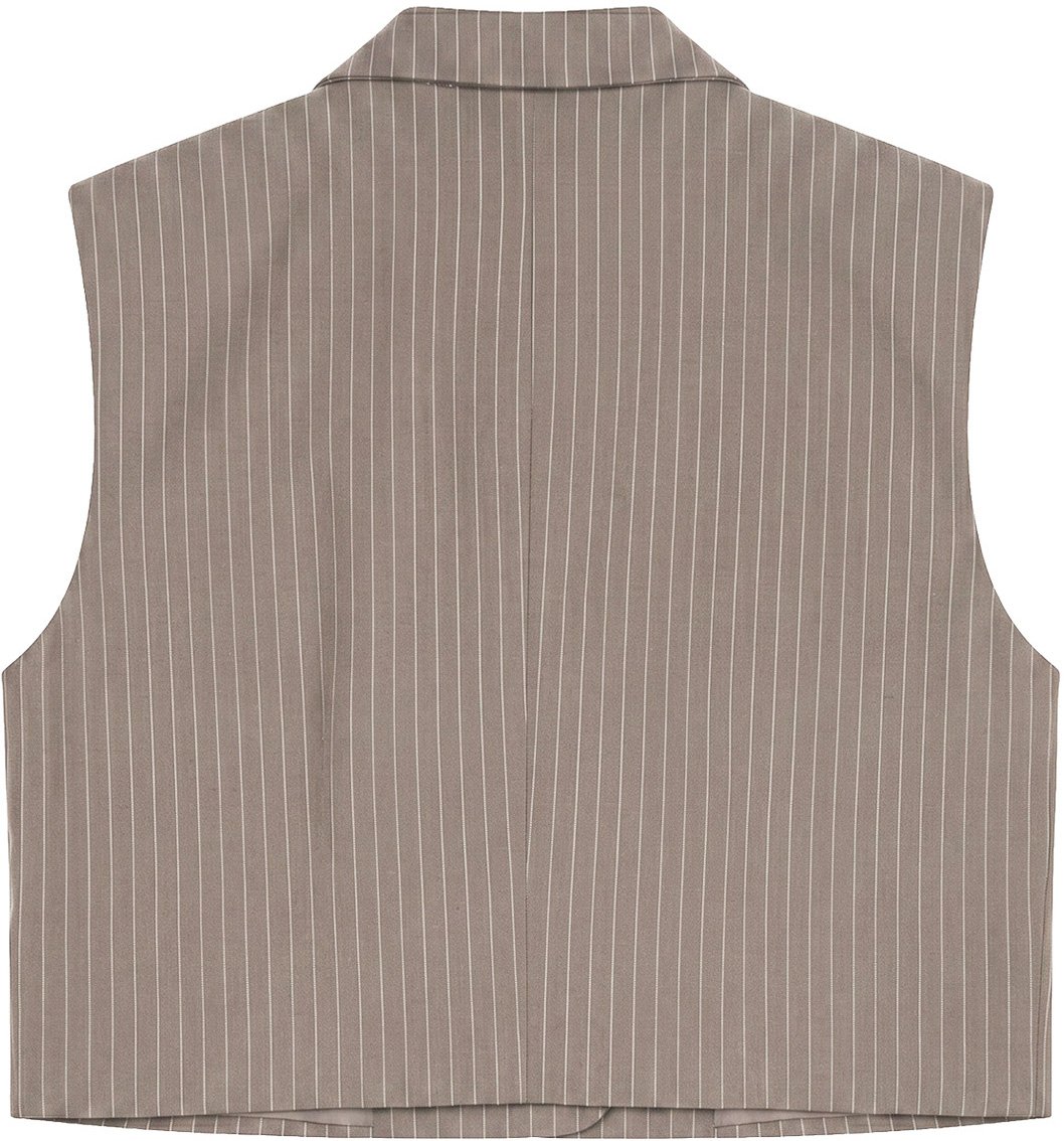 Malelions Women Cropped Pinstripe Gilet Beige