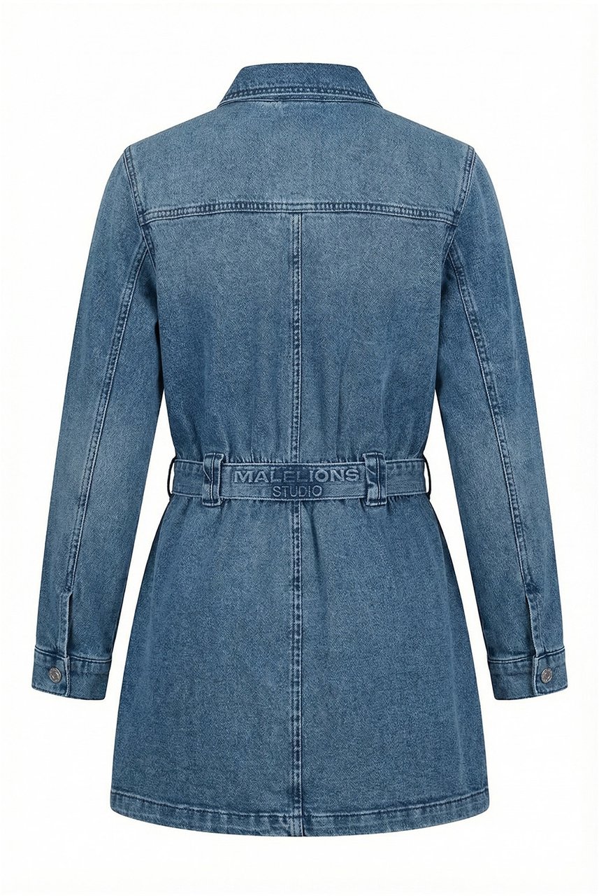 Malelions Women Cargo Denim Dress Blauw