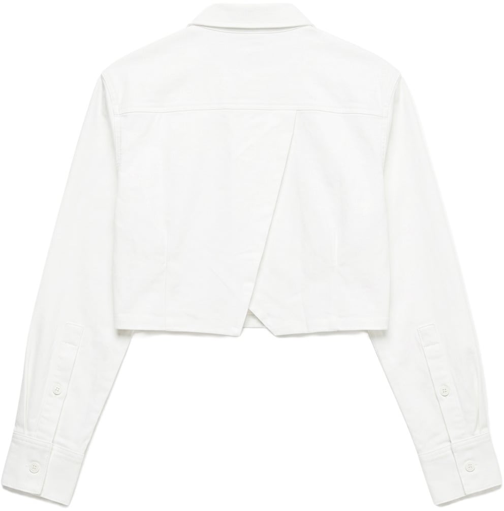 Malelions Women Cropped Button-Up Shirt Wit