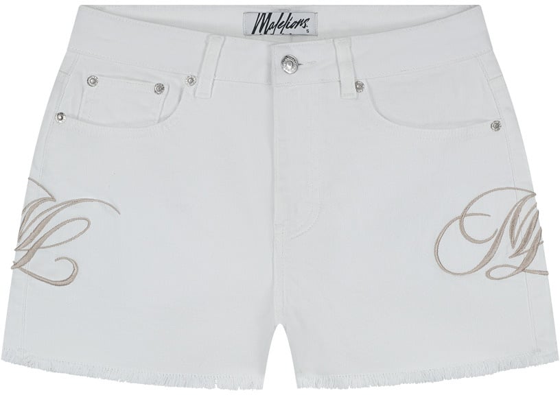 Malelions Women Emblem Denim Shorts Wit