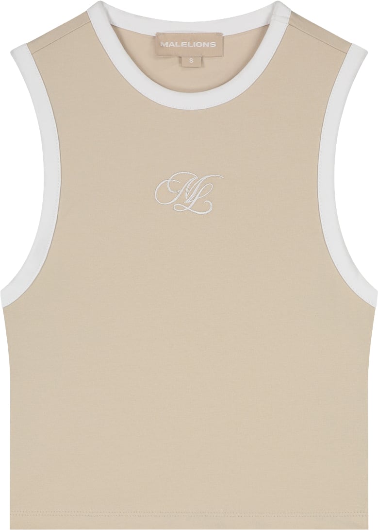 Malelions Malelions Women Emblem Sleeveless Crop Top Beige