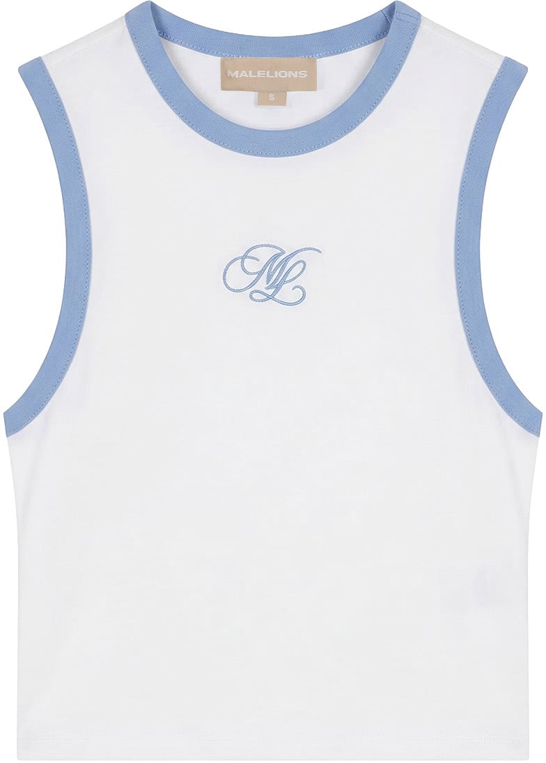 Malelions Women Emblem Sleeveless Crop Top Wit