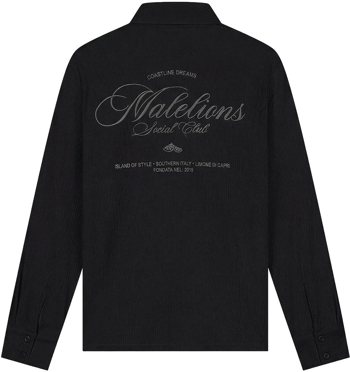 Malelions Women Seersucker Button-Up Shirt Zwart