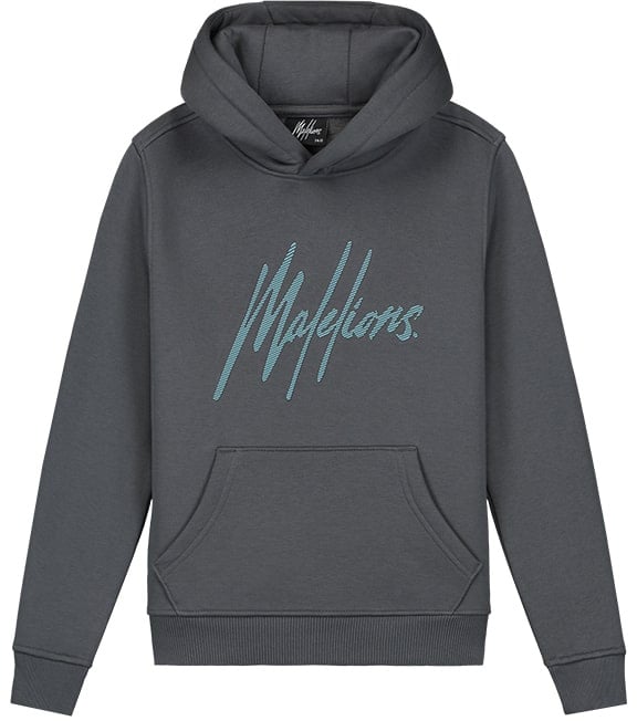 Malelions Malelions Men Striped Signature Hoodie Grijs