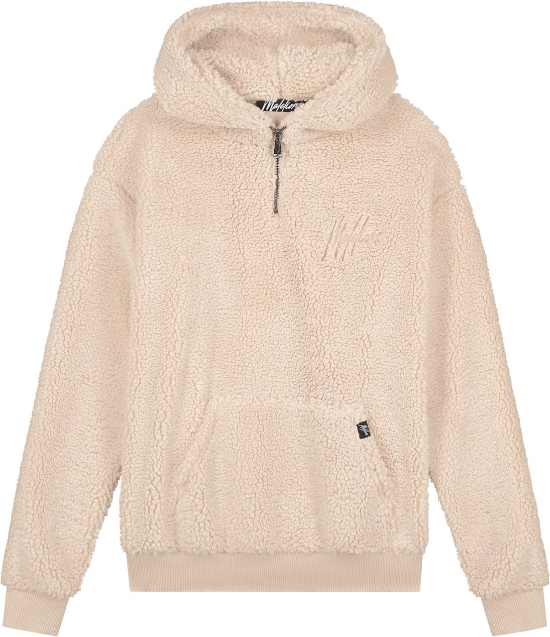 Malelions Malelions Men Sherpa Signature Half Zip Hoodie Taupe