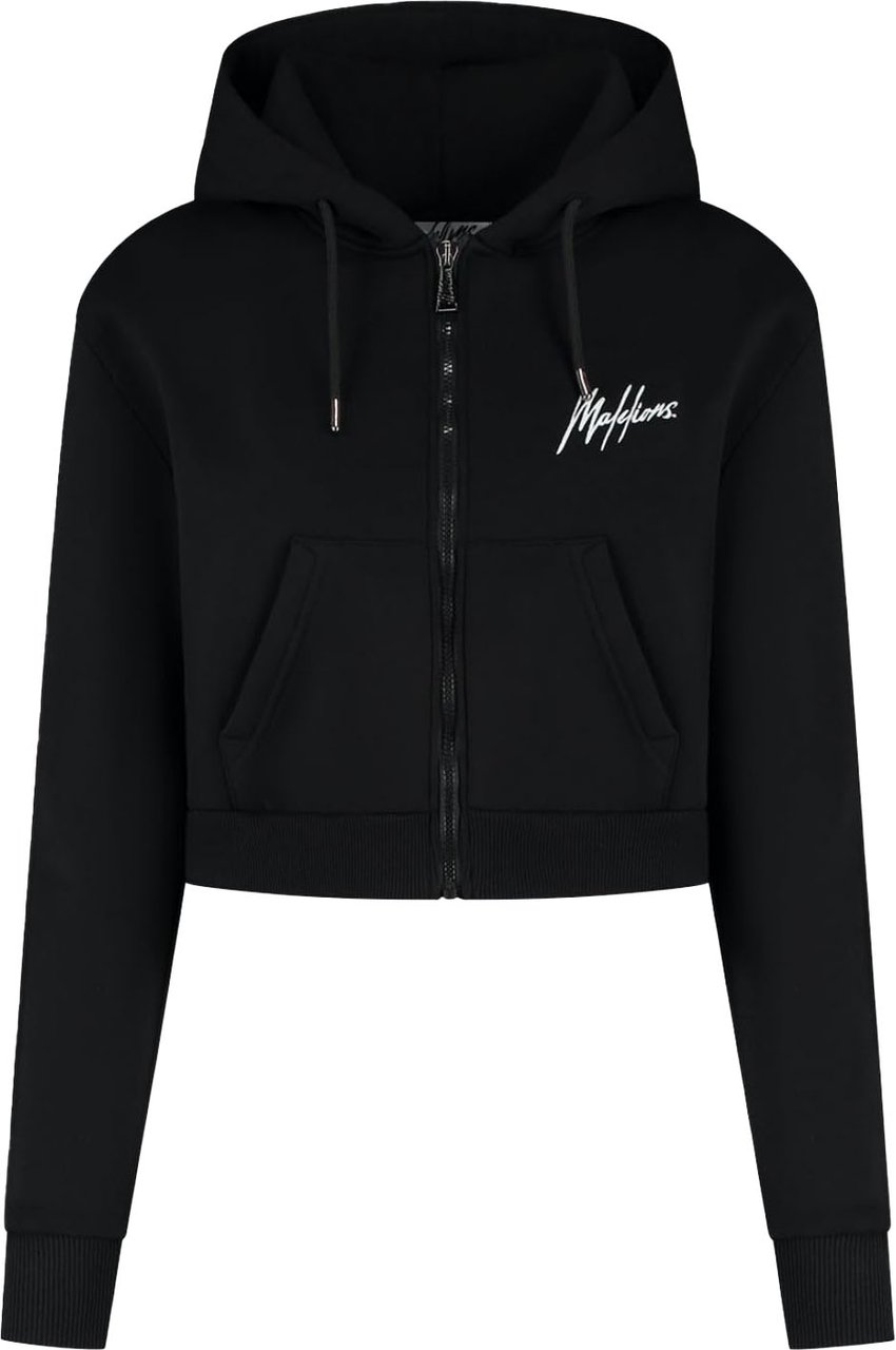 Malelions Malelions Women Cropped Zip Hoodie Zwart