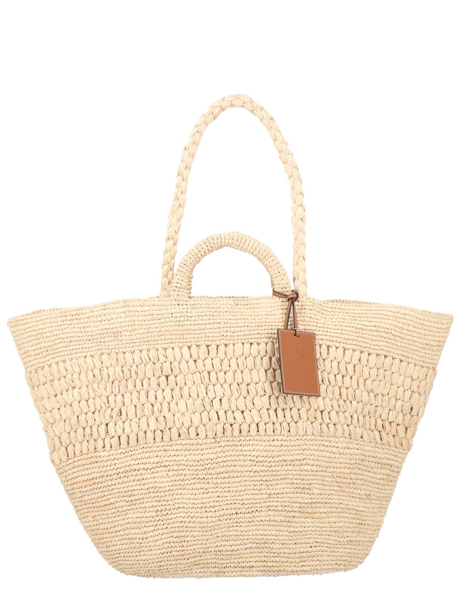 Manebi Fiji Woven Raffia Large Tote Bag Neutraal
