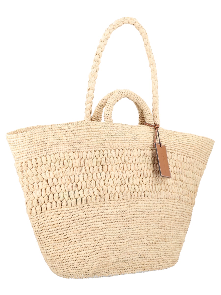 Manebi Fiji Woven Raffia Large Tote Bag Neutraal