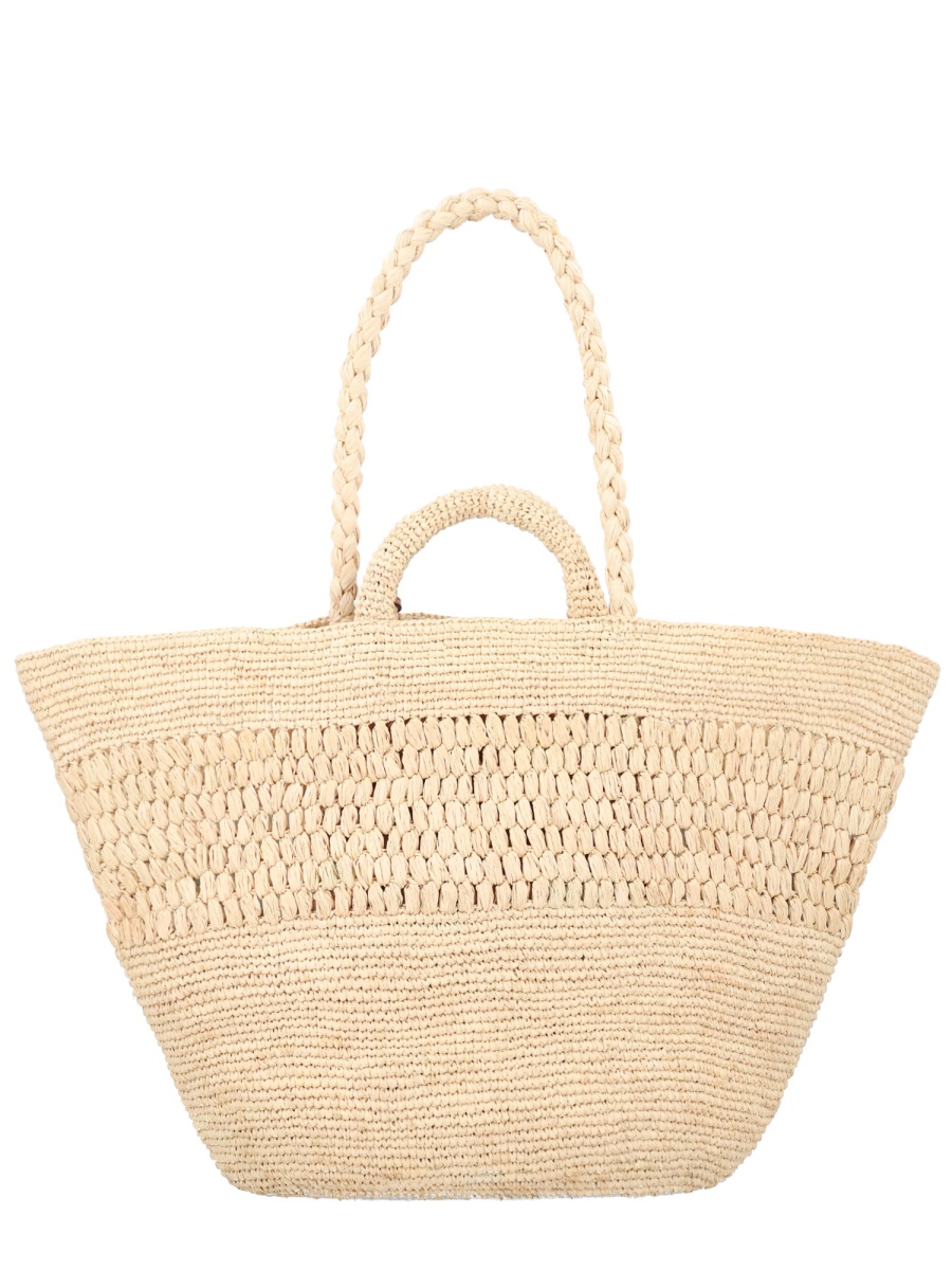 Manebi Fiji Woven Raffia Large Tote Bag Neutraal