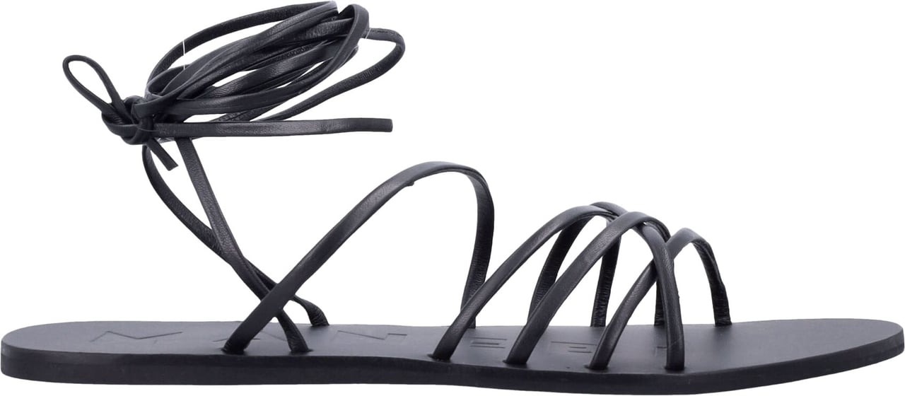 Manebi Lace Tie Up Sandal Nero Zwart