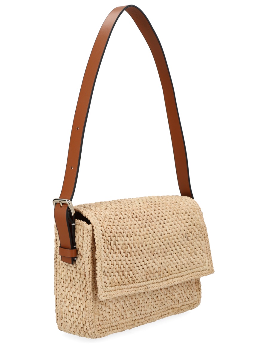 Manebi Paloma Handwoven Raffia Shoulder Bag Neutraal