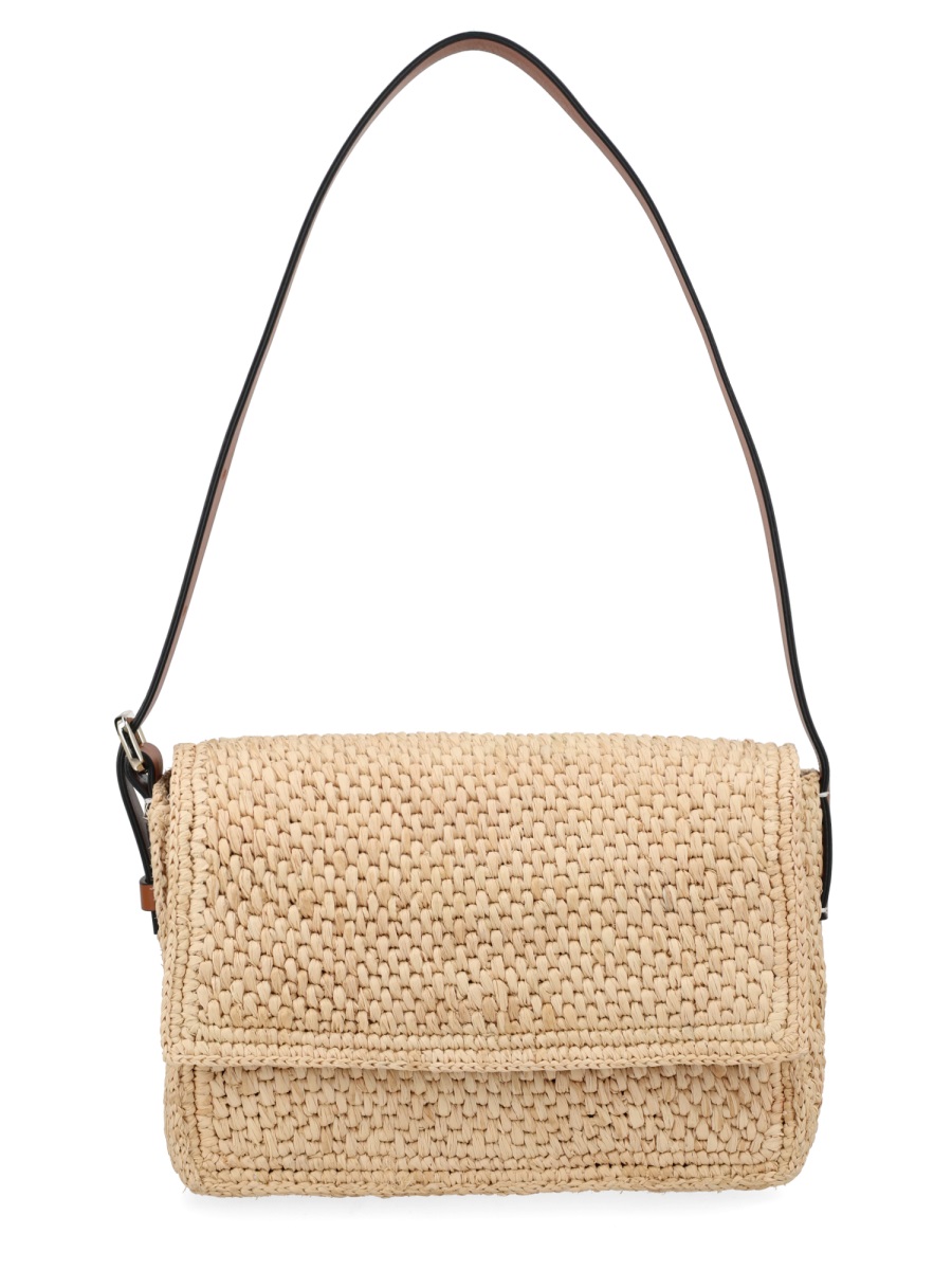 Manebi Paloma Handwoven Raffia Shoulder Bag Neutraal