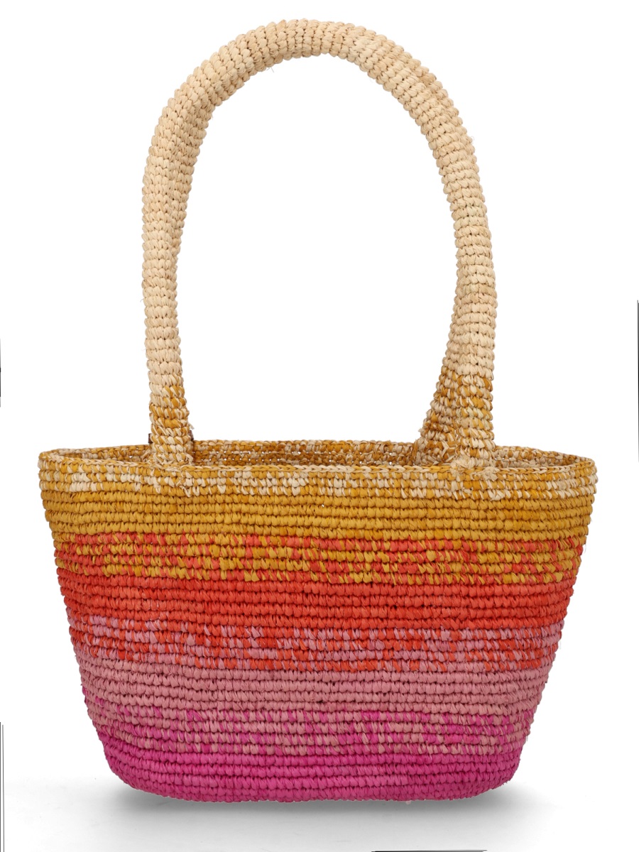 Manebi Multicolor Gradient Woven Raffia Tote Bag Neutraal