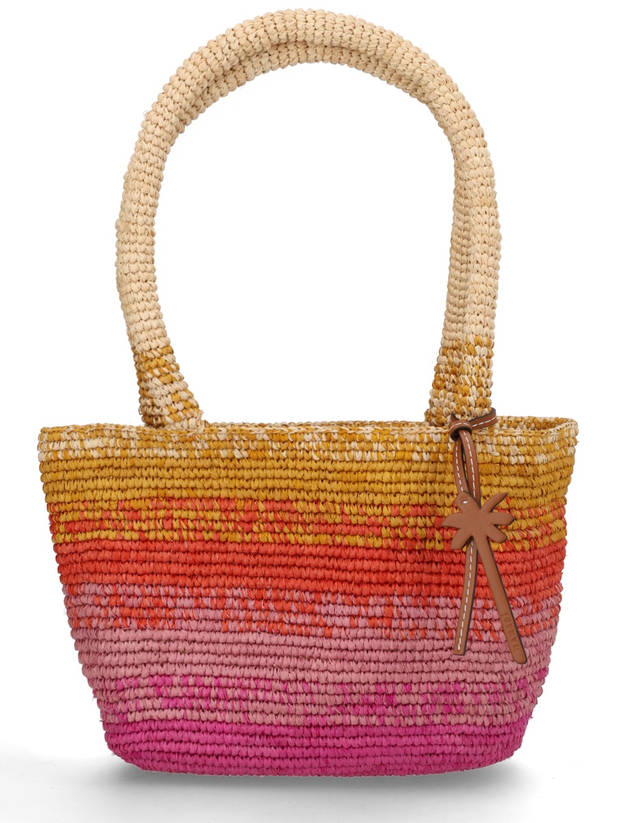 Manebi Multicolor Gradient Woven Raffia Tote Bag Neutraal