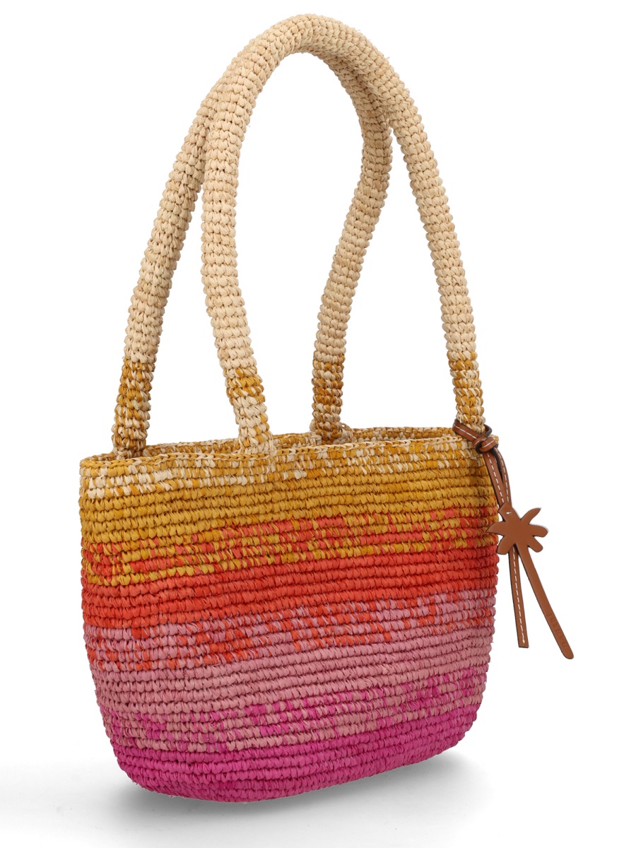 Manebi Multicolor Gradient Woven Raffia Tote Bag Neutraal
