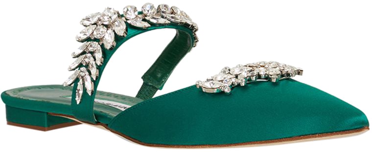 Manolo Blahnik Elegant Green Mules Groen