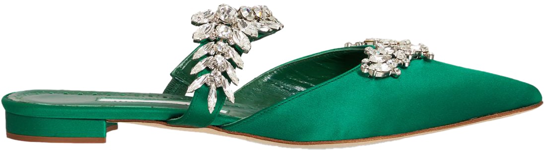 Manolo Blahnik Elegant Green Mules Groen