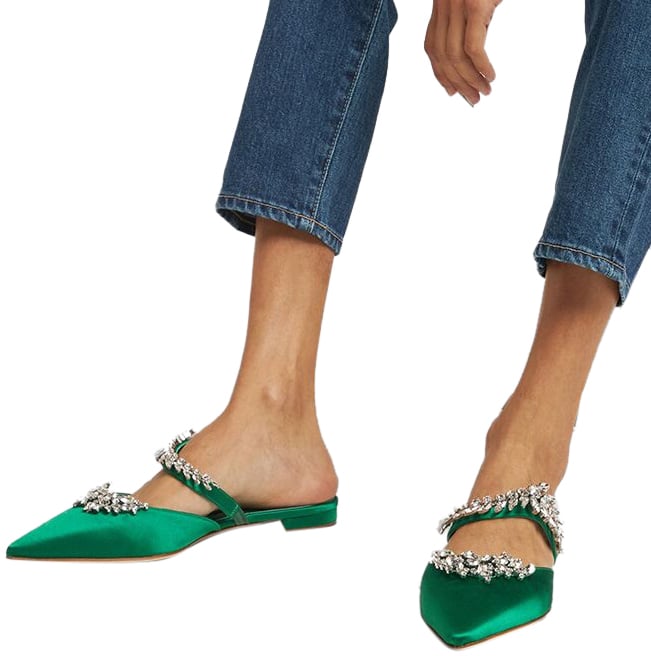 Manolo Blahnik Elegant Green Mules Groen