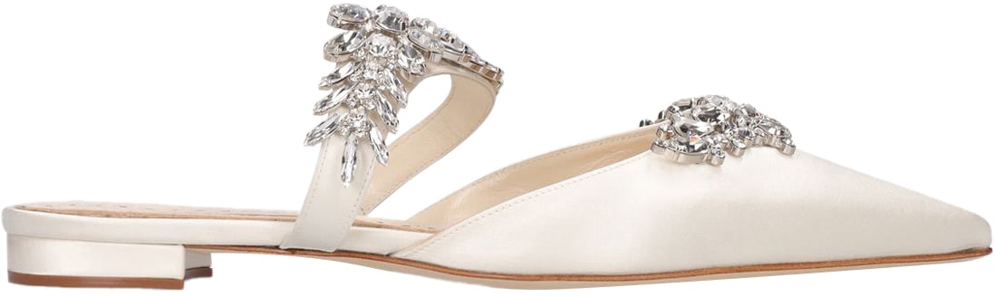 Manolo Blahnik Elegant Cream Mule with Strass Neutraal