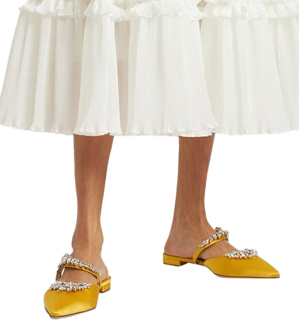 Manolo Blahnik Yellow elegant mule slingbacks Geel
