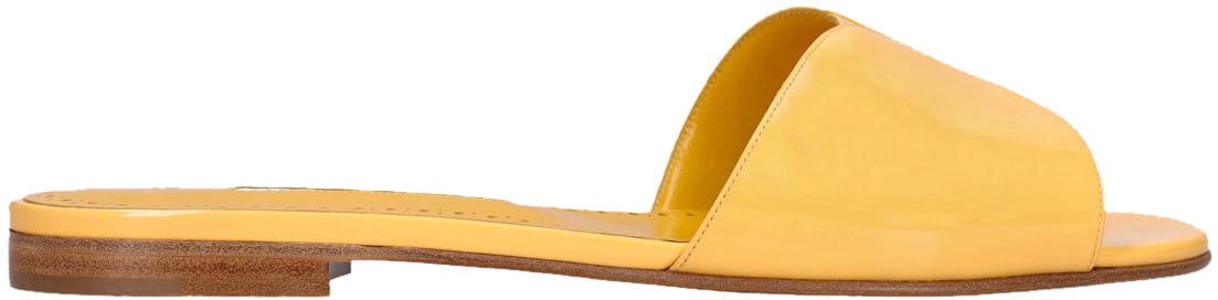 Manolo Blahnik Yellow leather mules, casual minimalist style Geel