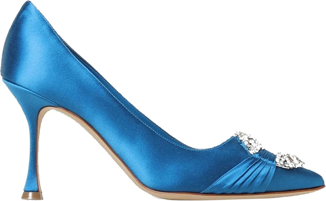 Manolo Blahnik Manolo Blahnik Maida 090 Satin Pumps Blauw