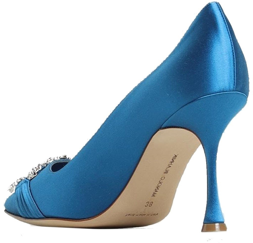 Manolo Blahnik Manolo Blahnik Maida 090 Satin Pumps Blauw
