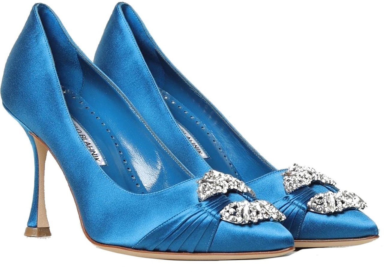 Manolo Blahnik Manolo Blahnik Maida 090 Satin Pumps Blauw