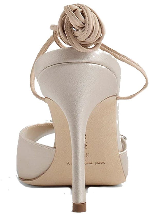 Manolo Blahnik Manolo Blahnik Plumena 090 Satin Sandals Beige
